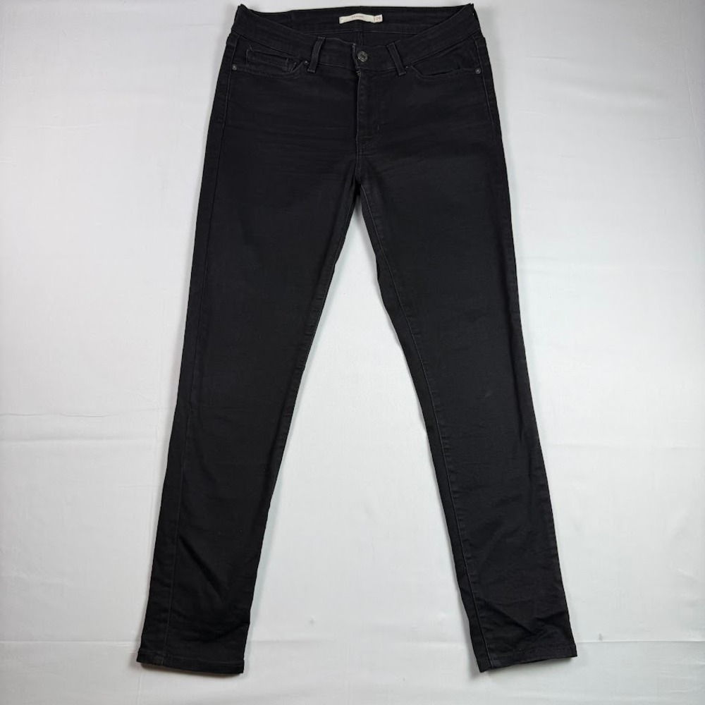 Levis 711 Skinny Jeans Womens 29 Black Mid Rise Stretch Denim Pants Grunge Goth